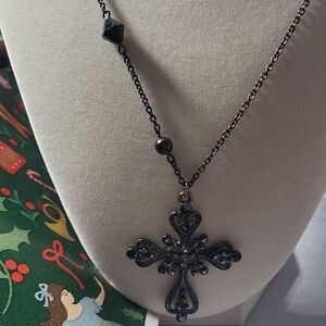 Sleek Black Cross Pendant Necklace